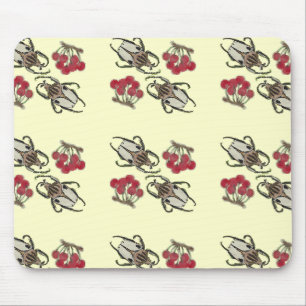 Impressionistischer Käfer & Kirsche Wasserfarbenmu Mousepad