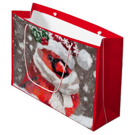 Impressionistischer Kardinal Bird Scarf & Hat in S Große Geschenktüte