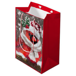 Impressionistischer Kardinal Bird Scarf & Hat in S Mittlere Geschenktüte