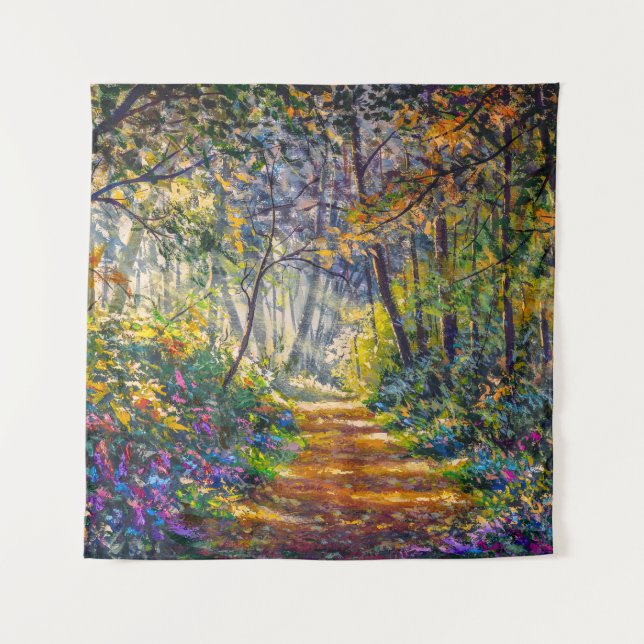 Impressionistischer Pfad: Sonnenwald Wandteppich (Vorderseite)