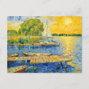 Impressionistischer Seebrücke am Wannsee mit Bo Postkarte