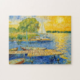 Impressionistischer Seesteg am Wannsee mit Booten Puzzle