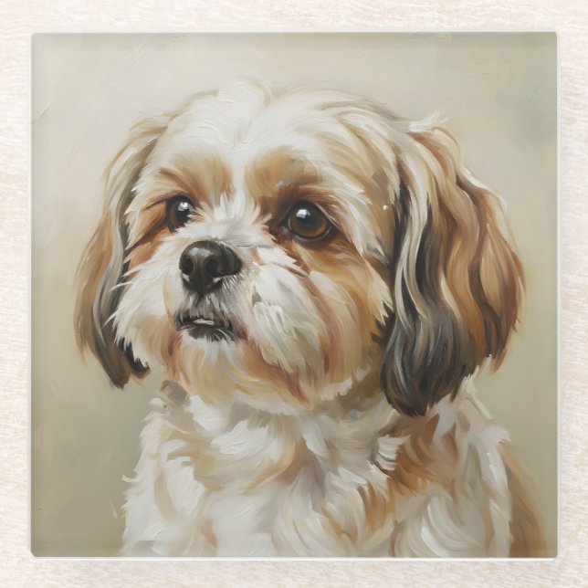 Impressionistischer Shih Tzu Kunst Untersetzer (Vorderseite)