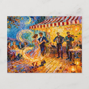 Impressionistischer Sommer Outdoor-Tanz-Café-Feier Postkarte