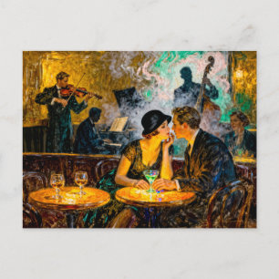 Impressionistischer Vintage-Tanzbar-Romantik mit L Postkarte