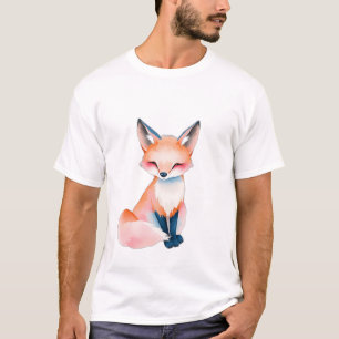 Impressionistischer Wasserfarbenfox mit Pilzen T-Shirt