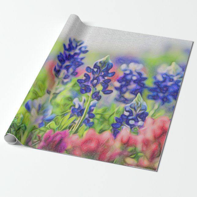 Impressionistisches Bluebonnet über das Papier "Li Geschenkpapier (Ungerollt)