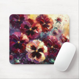Impressionistisches Maroon Stiefmütterchen Blumeng Mousepad