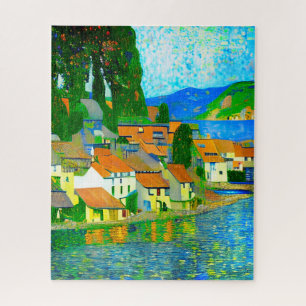Impressionistisches Mittelmeer-Dorf am Meer  Puzzle