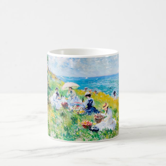 Impressionistisches Picknick am Meer – Menschen am Kaffeetasse (Mittel)
