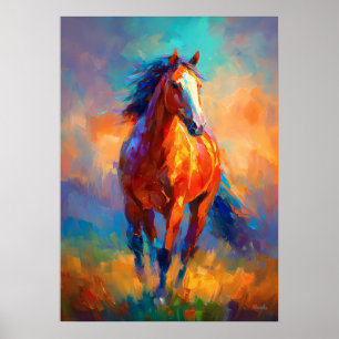 Impressionistisches Rennpferd Farbige Tier Poster
