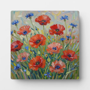 Impressionistisches rotes Mohnfeld Fotoplatte