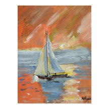 Impressionistisches Segelboot Golden Sunset
