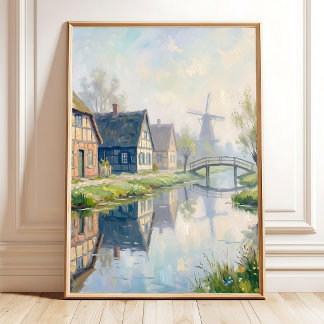 Impressionistisches Toskana-Dorf Leinwandbild Poster