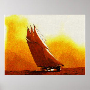 Impressionistisches Vintage-Rennsegelboot Atlantic Poster