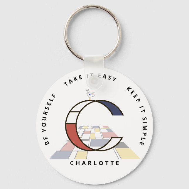 Impressive Neoplastik Art Monogram. Buchstabe C Schlüsselanhänger (Vorderseite)