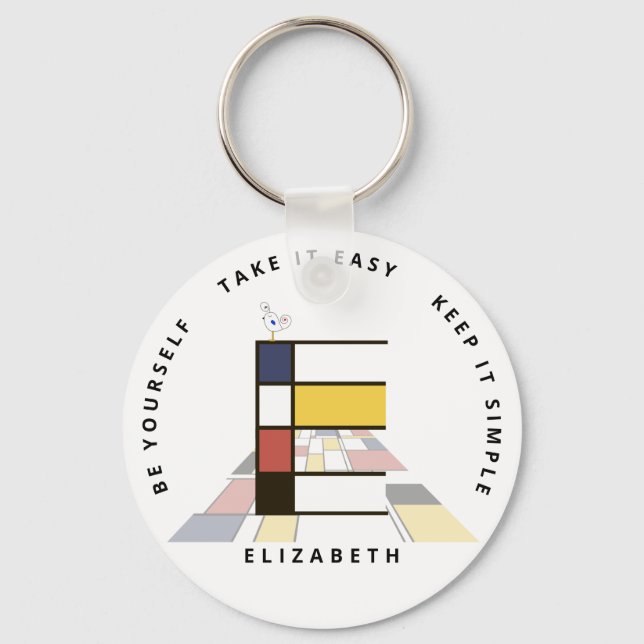 Impressive Neoplastik Art Monogram. Buchstabe E Schlüsselanhänger (Vorderseite)