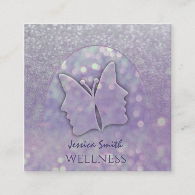 Impressive, schicke Bokeh Girl Gesicht Schmetterli Quadratische Visitenkarte (Vorderseite)