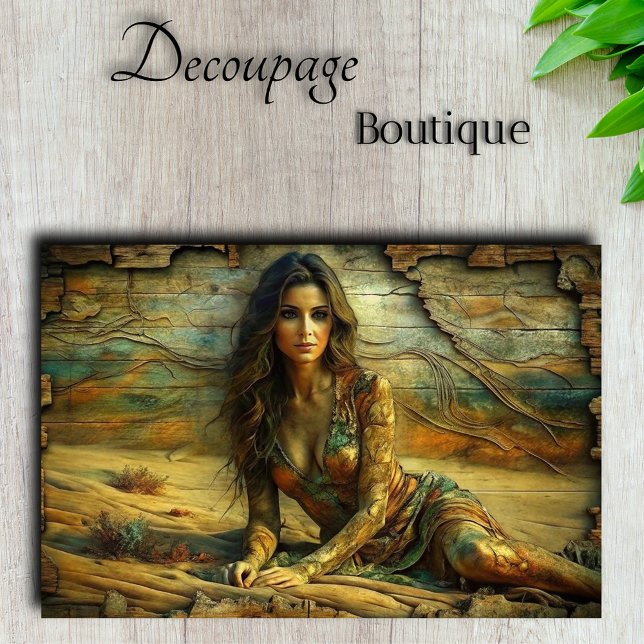 Impressum der Wüste: Golden Sands Portrait Decoupa Seidenpapier (Desert Empress Golden Sands Portrait Decoupage Tissue Paper)