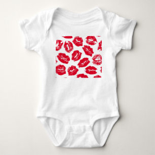 Imprint Kiss Red Lips: Vintag nahtlos Baby Strampler