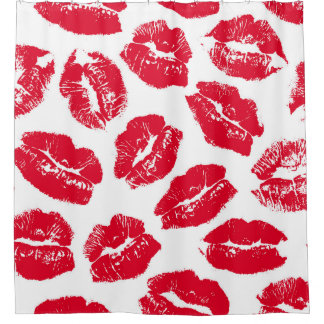 Imprint Kiss Red Lips: Vintag nahtlos Duschvorhang