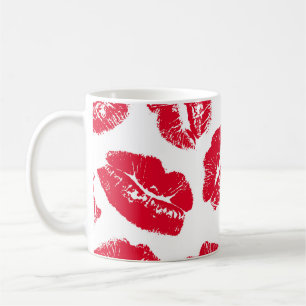 Imprint Kiss Red Lips: Vintag nahtlos Kaffeetasse