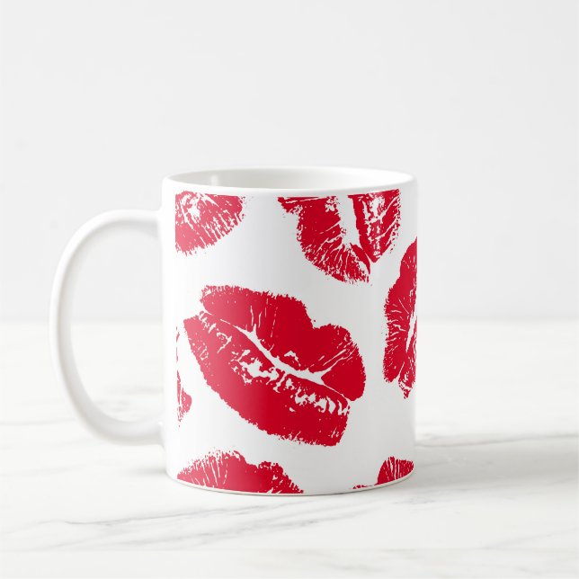 Imprint Kiss Red Lips: Vintag nahtlos Kaffeetasse (Links)