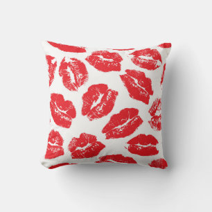 Imprint Kiss Red Lips: Vintag nahtlos Kissen