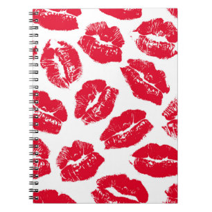 Imprint Kiss Red Lips: Vintag nahtlos Notizblock