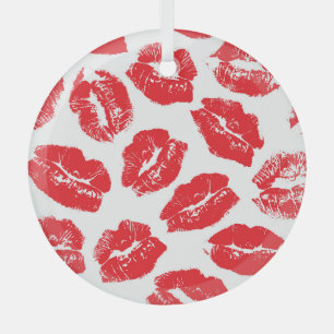 Imprint Kiss Red Lips: Vintag nahtlos Ornament Aus Glas