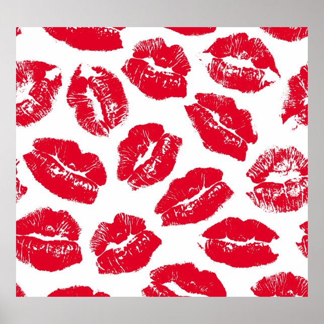 Imprint Kiss Red Lips: Vintag nahtlos Poster (Vorne)