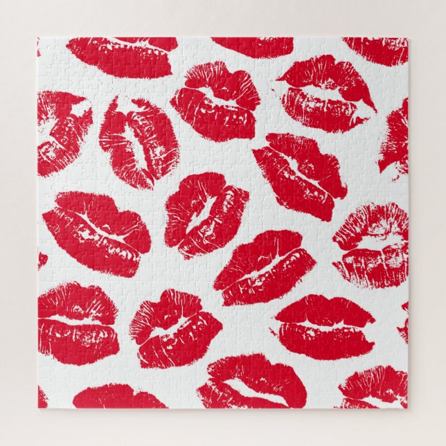 Imprint Kiss Red Lips: Vintag nahtlos Puzzle (Vertikal)