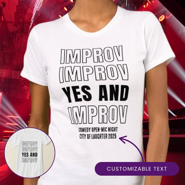 IMPROV JA und Geschenk für Comedy Fans Darbietung T-Shirt (Simple IMPROV YES AND shirt, ideal for comedians, drama teachers, theater buffs and improv lovers)