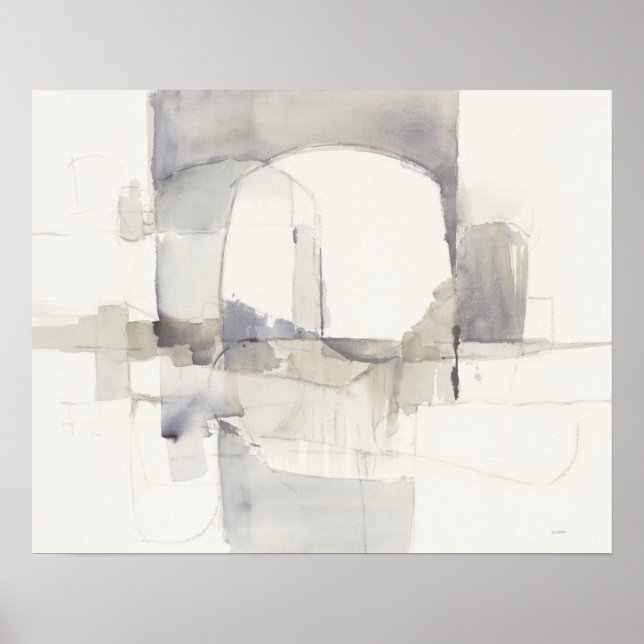 Improvisation I Grau Abstrakt Print Poster (Vorne)