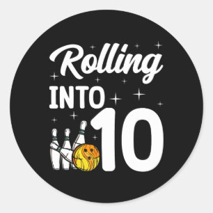 In 10 Bowling 10. Geburtstag Runder Aufkleber