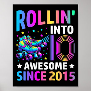 In 10 Jahre alte Rollschuhe rollen 10. Geburtstag Poster