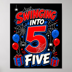 In 5 Spinnennetz 5. Geburtstag Junge Fünf Poster
