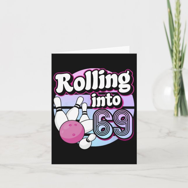 In 69 Bowling 69. Geburtstag Karte (Vorderseite)