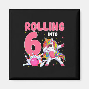 In 6. Geburtstag Einhorn-Bowling 6 Jahre Magnet