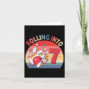 In 7 Bowling zum Geburtstag 7 Jahre alte Kinder Pa Karte