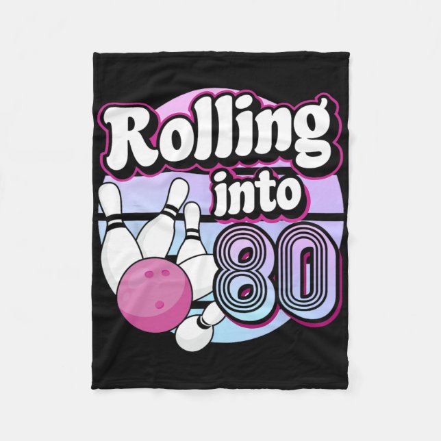 In 80 Bowling 80. Geburtstag Fleecedecke (Vorderseite)