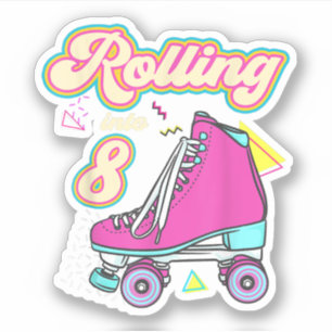In 8 Jahre alten Roller Skate 8. Geburtstag Aufkleber