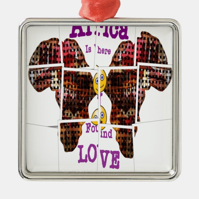 In Afrika habe ich Liebe gefunden Silbernes Ornament (Vorne)