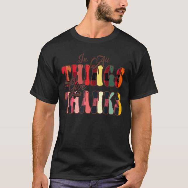 In All Things Give Thanks Groovy Leopard Thanksgiv T-Shirt (Vorderseite)