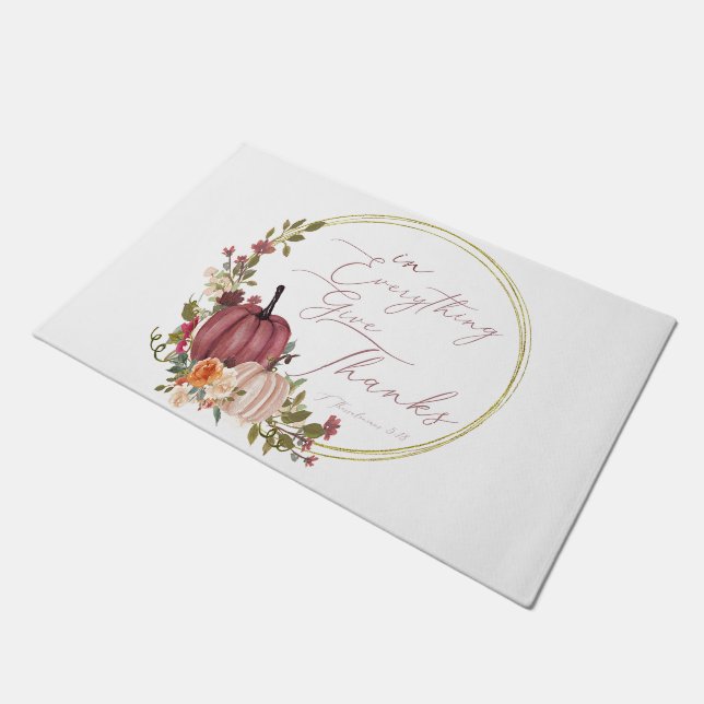 In allem Dank pastellfarbene und goldene Kürbis. Fußmatte (Schrägansicht)