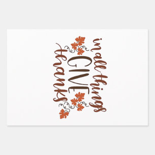 In allem gibt Dank Erntedank Pumpkin Geschenkpapier Set