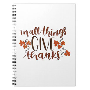 In allem gibt Dank Erntedank Pumpkin Notizblock