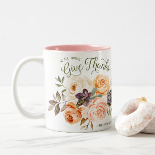 In allen Dingen Dank floralen Rose Tasse