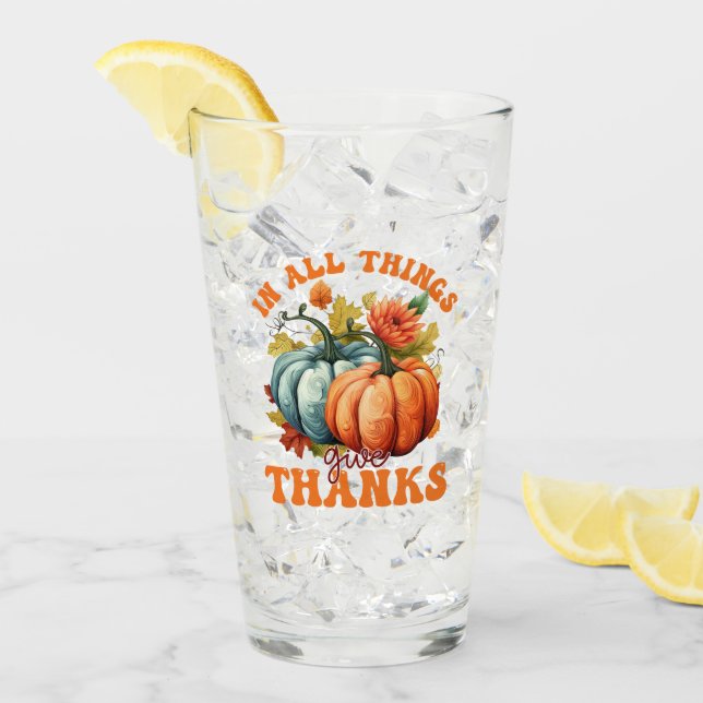 In allen Dingen danke - farbenfrohe Pumpkin Glas (Vorderseite Ice)