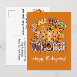 In allen Dingen danken glücklichen Thanksgiving Feiertagspostkarte
